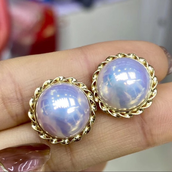 18K Mabe Pearl set, Earrings and  pendant - Picture 2 of 2